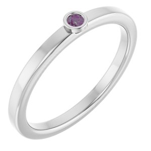 Sterling Silver 2 mm Lab-Grown Alexandrite Ring