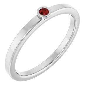 Sterling Silver 2 mm Natural Mozambique Garnet Ring