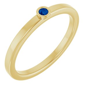 14K Yellow Gold 2 mm Natural Blue Sapphire Ring