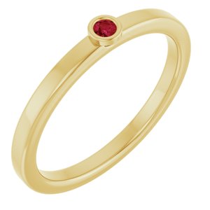 14K Yellow Gold 2 mm Lab-Grown Ruby Ring