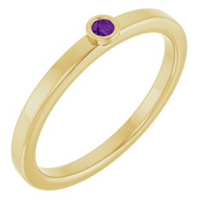 14K Yellow Gold 2 mm Natural Amethyst Ring
