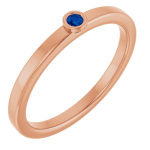 14K Rose Gold 2 mm Lab-Grown Blue Sapphire Ring