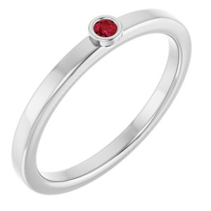 Platinum 2 mm Natural Ruby Ring