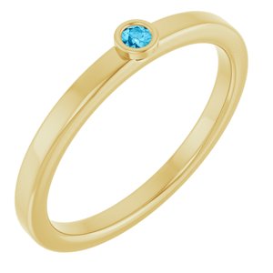 14K Yellow Gold 2 mm Natural Aquamarine Ring