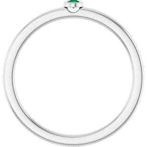 Platinum 2 mm Lab-Grown Emerald Ring
