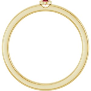 14K Yellow Gold 2 mm Natural Ruby Ring
