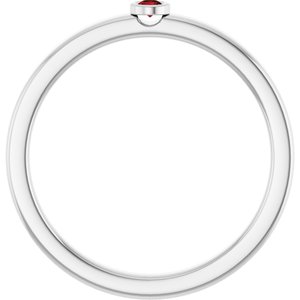 14K White Gold 2 mm Natural Mozambique Garnet Ring
