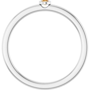 14K White Gold 2 mm Natural Citrine Ring