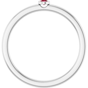 Platinum 2 mm Lab-Grown Ruby Ring