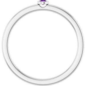 Platinum 2 mm Natural Amethyst Ring