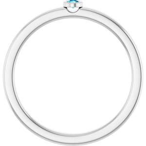 14K White Gold 2 mm Natural Blue Zircon Ring