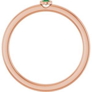 14K Rose Gold 2 mm Natural Emerald Ring