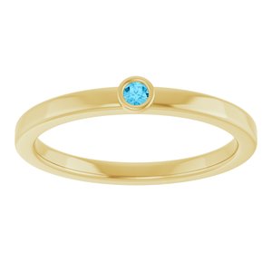 14K Yellow Gold 2 mm Natural Aquamarine Ring