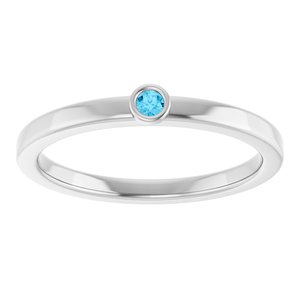 Sterling Silver 2 mm Natural Aquamarine Ring
