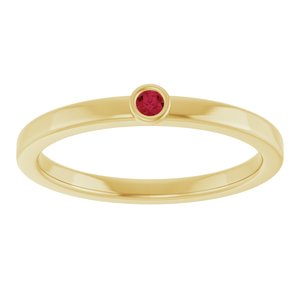 14K Yellow Gold 2 mm Lab-Grown Ruby Ring