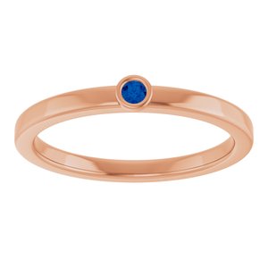 14K Rose Gold 2 mm Lab-Grown Blue Sapphire Ring