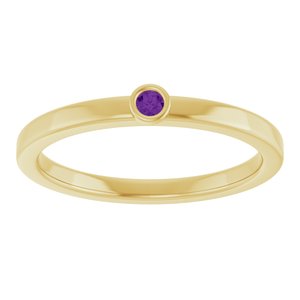 14K Yellow Gold 2 mm Natural Amethyst Ring