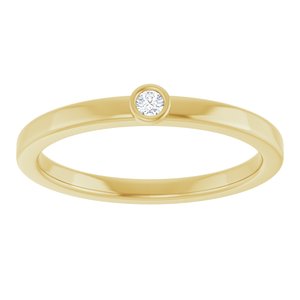 14K Yellow Gold 2 mm Natural White Sapphire Ring