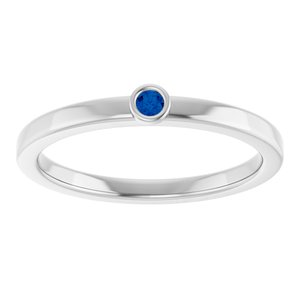 14K White Gold 2 mm Natural Blue Sapphire Ring