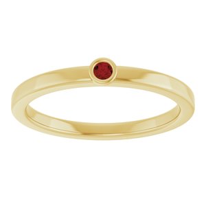 14K Yellow Gold 2 mm Natural Mozambique Garnet Ring