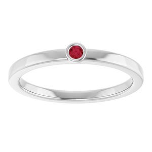 14K White Gold 2 mm Natural Ruby Ring