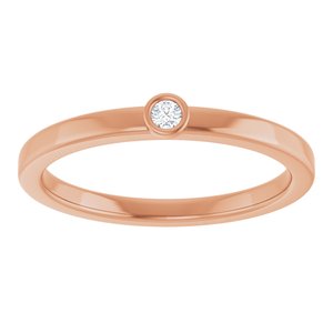 14K Rose Gold 2 mm Natural White Sapphire Ring
