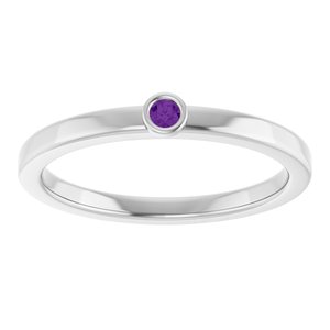 Platinum 2 mm Natural Amethyst Ring