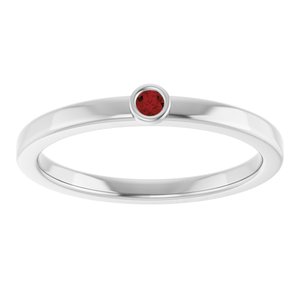 Sterling Silver 2 mm Natural Mozambique Garnet Ring