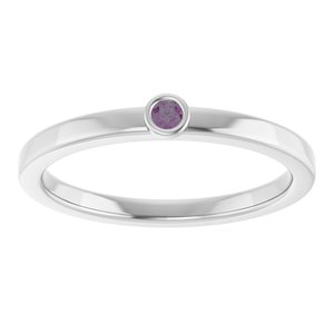 14K White Gold 2 mm Lab-Grown Alexandrite Ring