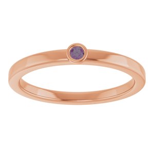 14K Rose Gold 2 mm Lab-Grown Alexandrite Ring