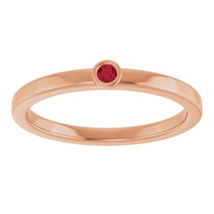14K Rose Gold 2 mm Lab-Grown Ruby Ring