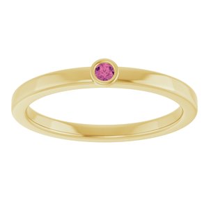 14K Yellow Gold 2 mm Natural Pink Tourmaline Ring