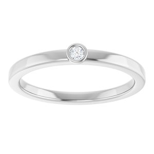 14K White Gold 2 mm Natural White Sapphire Ring