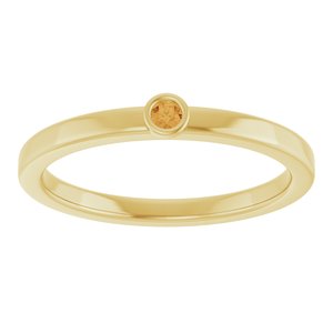 14K Yellow Gold 2 mm Natural Citrine Ring