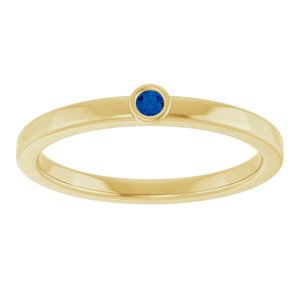 14K Yellow Gold 2 mm Lab-Grown Blue Sapphire Ring