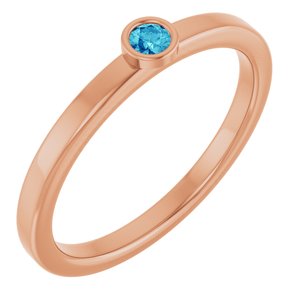 14K Rose Gold 2.5 mm Natural Blue Zircon Ring
