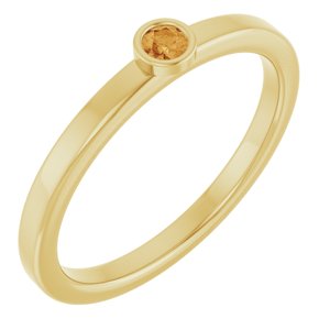14K Yellow Gold 2.5 mm Natural Citrine Ring