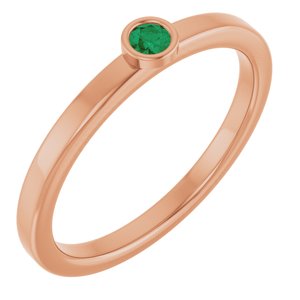 14K Rose Gold 2.5 mm Lab-Grown Emerald Ring