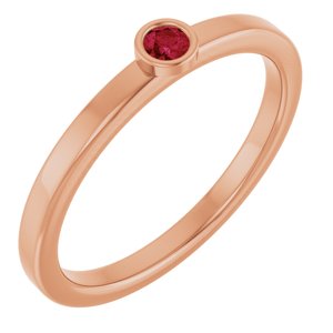 14K Rose Gold 2.5 mm Lab-Grown Ruby Ring