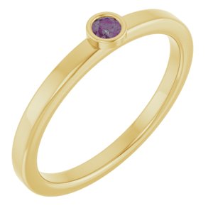 14K Yellow Gold 2.5 mm Lab-Grown Alexandrite Ring