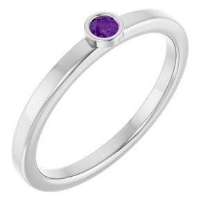 14K White Gold 2.5 mm Natural Amethyst Ring