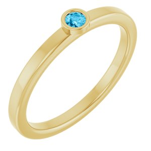14K Yellow Gold 2.5 mm Natural Aquamarine Ring