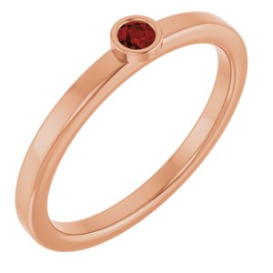 14K Rose Gold 2.5 mm Natural Mozambique Garnet Ring