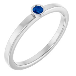 Platinum 2.5 mm Lab-Grown Blue Sapphire Ring