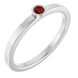 14K White Gold 2.5 mm Natural Mozambique Garnet Ring