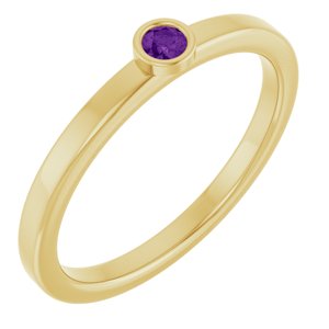 14K Yellow Gold 2.5 mm Natural Amethyst Ring