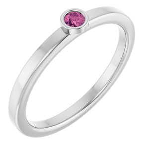Platinum 2.5 mm Natural Pink Tourmaline Ring