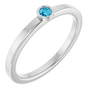 Sterling Silver 2.5 mm Natural Blue Zircon Ring