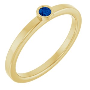 14K Yellow Gold 2.5 mm Natural Blue Sapphire Ring