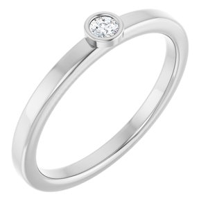 14K White Gold 2.5 mm Natural White Sapphire Ring